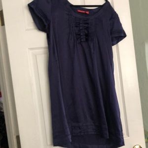 Elle royal blue ruffle front aline dress